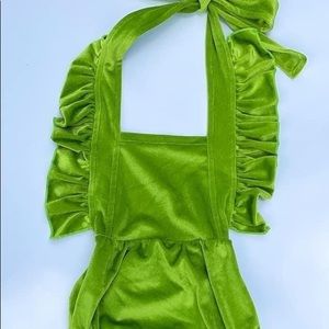 Lime Green Velvet Romper
